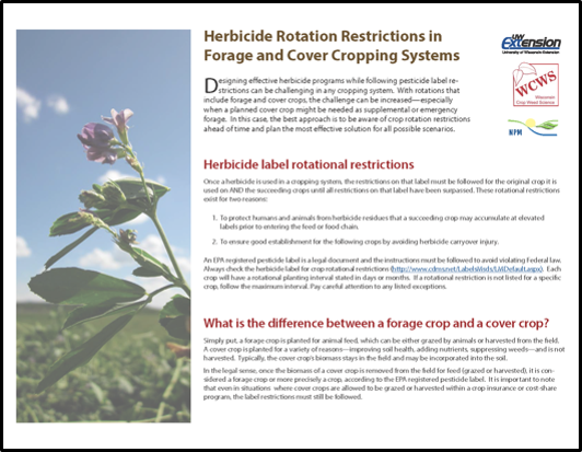Wisconsin fact sheet on herbicide rotations and grazing restrictions